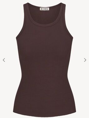 Eterne high neck fitted tank butter rib size M